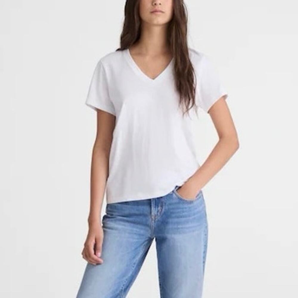NWT Madewell The Easy V-Neck Short Sleeve Tee In Soft Slub Jersey White Size XL